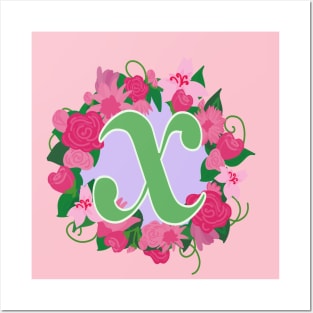 Monogram X, Personalized Floral Initial Posters and Art